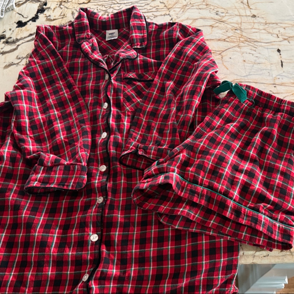 Lands' End Women’s Red and Black Checkered Shirt